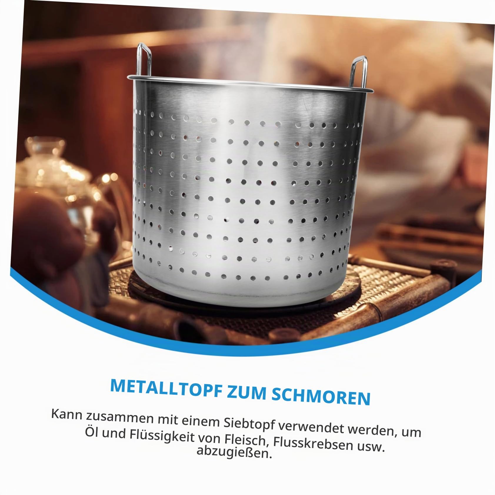 HOMSFOU Sieb Krebskessel Metallkörbe Kochutensilien Aus Metall -Sieb Krebskessel Verstärkter Kochkorb Dampfgarer Topf Undichter Eimer Undichten Topf Aus Edelstahl Groß