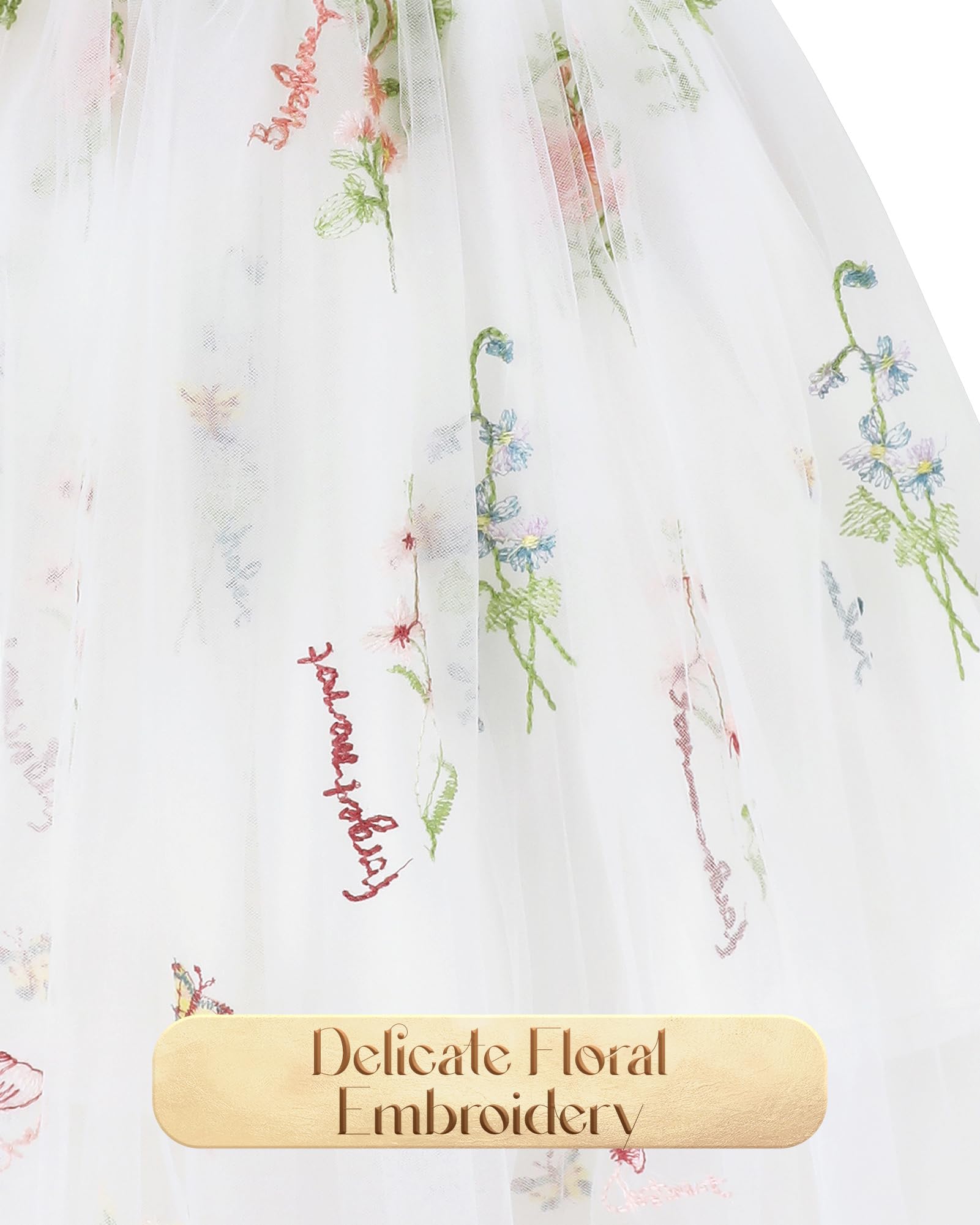 BlumenmäDchenkleider Spitze Hinten Kleid Und Blumenstickerei Geburtstag Tutu-TüLl-Kleider Festliches Kleid MäDchen Abendkleid Cocktailkleid Festzug Ballkleid 2-8 Jahr