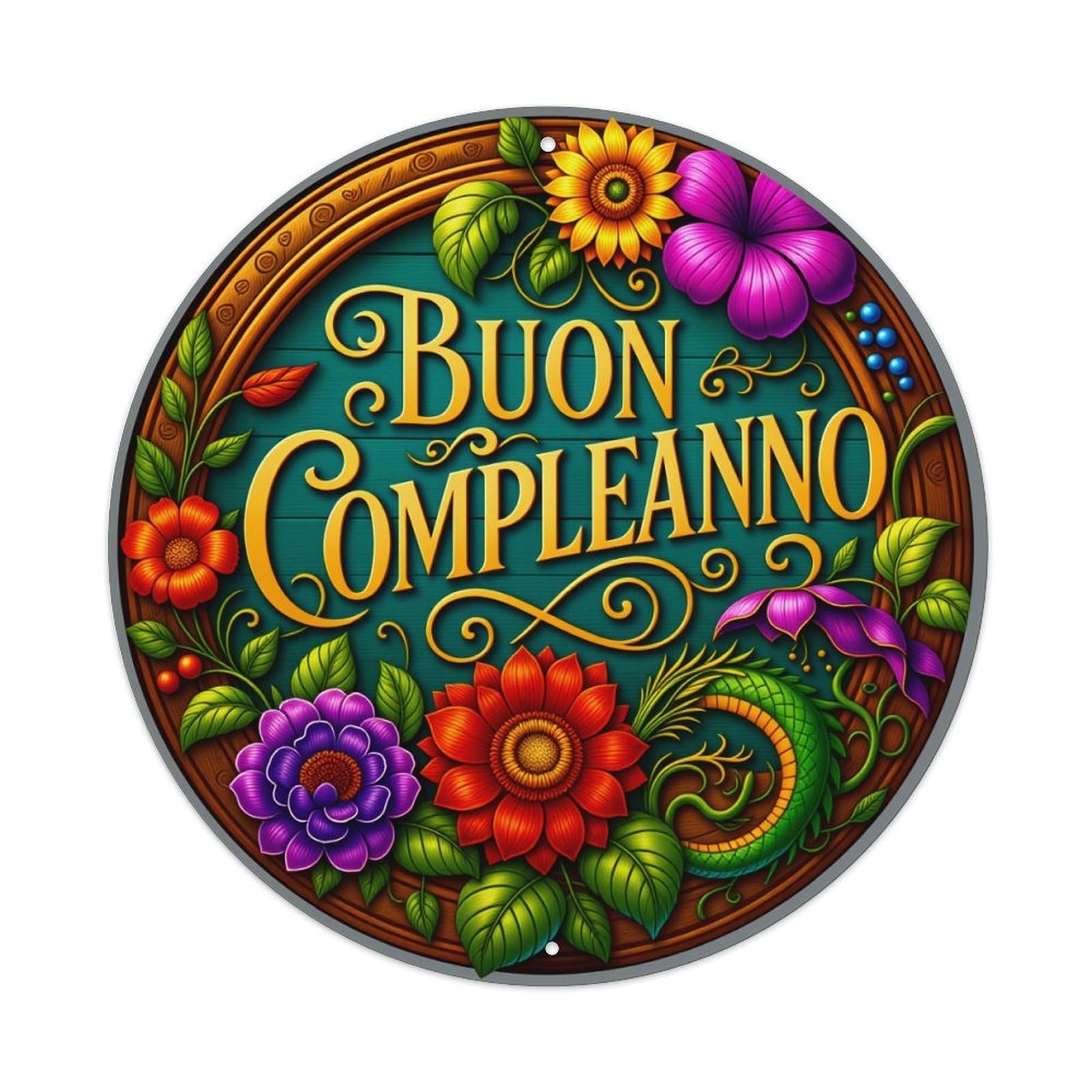 Floral Ornate Circular Design Pattern Round Tin Sign Vintage Style Metal Sign Home Bar Garden Wall Plaque Decor Metal Poster 8x8 Inch
