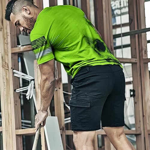 Miniatura 8 de Matedecor Camisa de alta visibilidad con calavera para hombre, camisetas de seguridad reflectantes con bandera de EE. UU., ropa de trabajo,