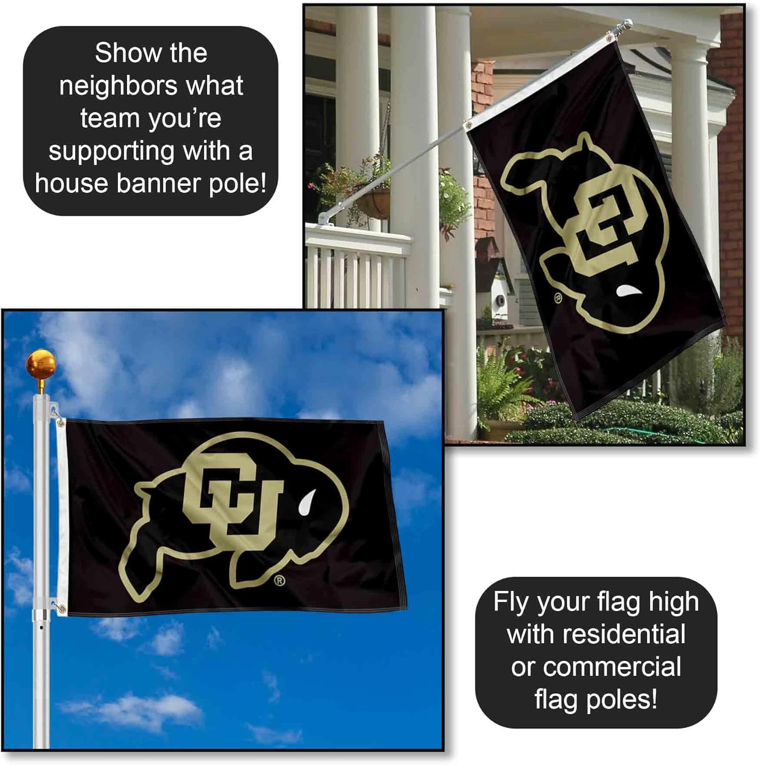 College Flags & Banners Co. Colorado CU University Buffaloes Large College Flag - Image 3