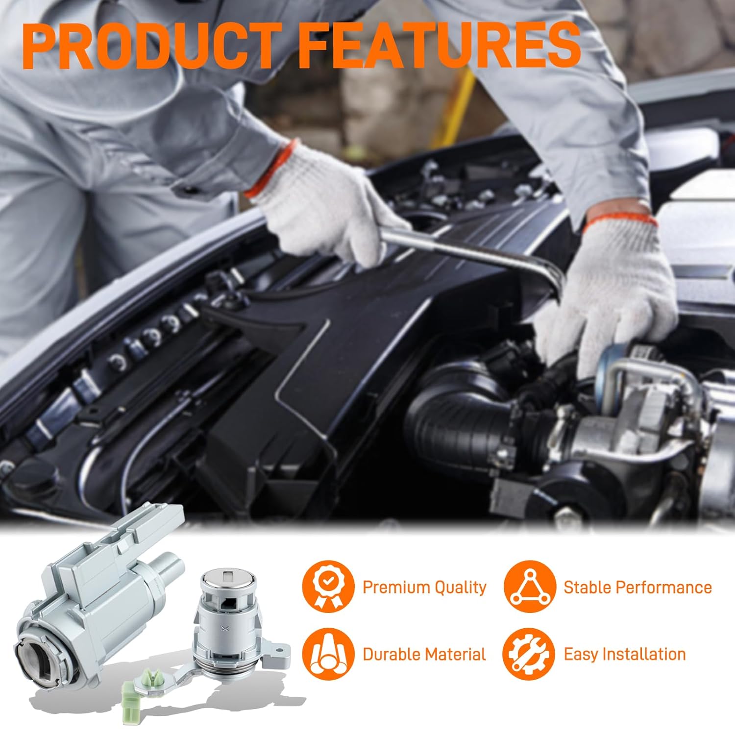 Ignition Switch & 4 Door Lock Cylinders w/ 2 Keys Compatible with Honda Civic 2003-2005 CR-V 2002-2006 Element 2003-2011 S2000 2004-2005 Replace# 72185-S9A-013