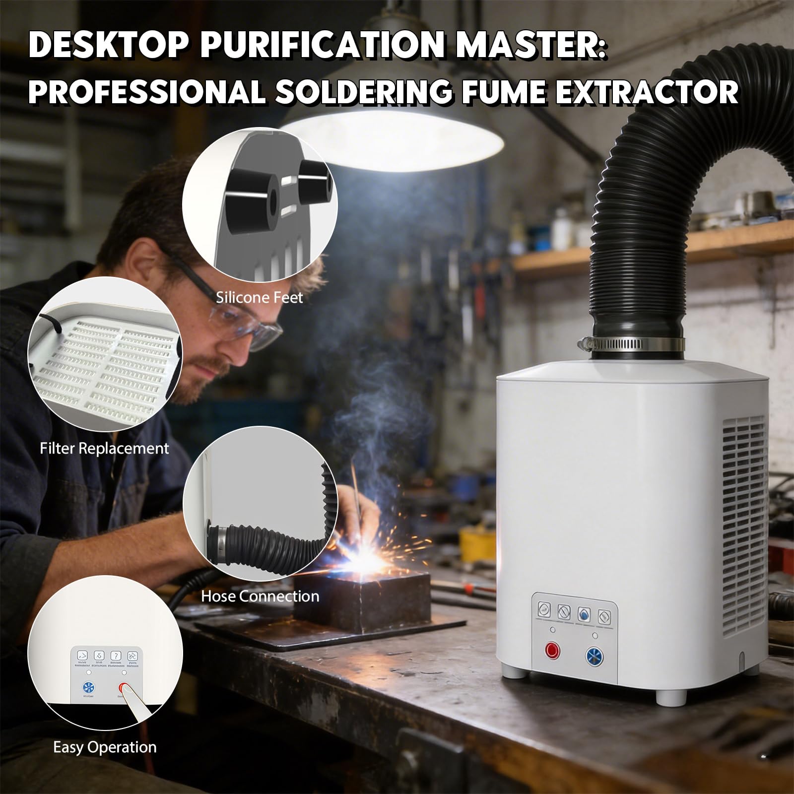 Purificador de aire para grabado láser extracción de humo portátil | para grabador con sistema de filtración de 3 niveles, mini absorbedor de humo, extracción de 2 en 1, carbón activo y filtro