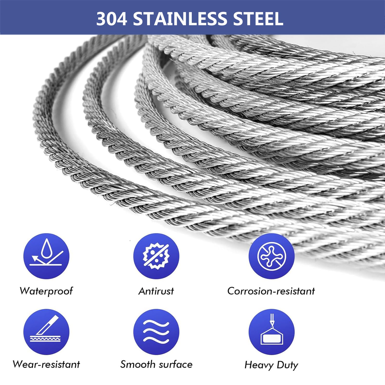 Edelstahlseil 3/32 Zoll – 30 Meter Lang, Perfekt Für Geländer, Lichterketten & Garten