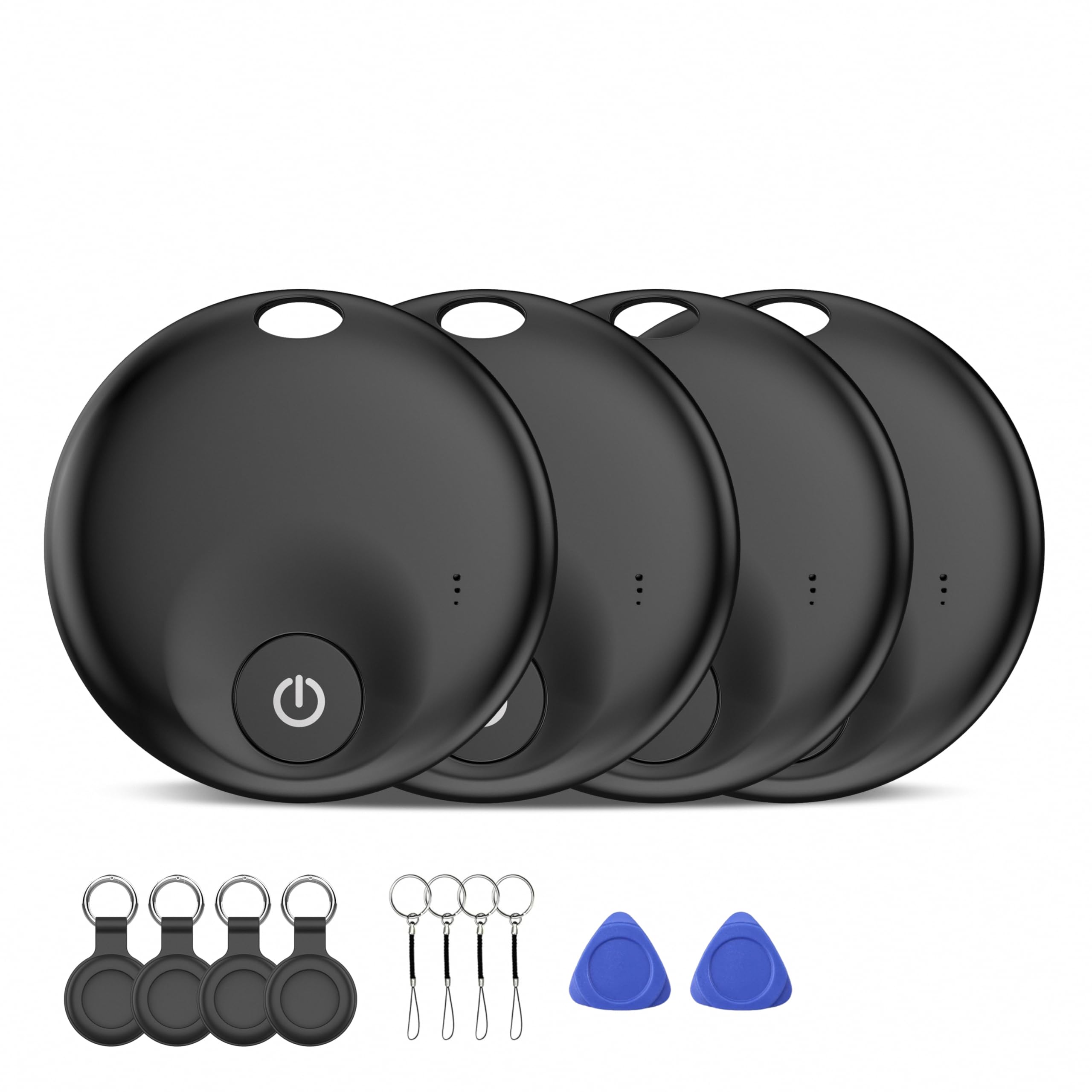 Air Tracker Tags-4 Pack, Smart Bluetooth 5.3 Tracker, ricerca oggetti funziona con Apple Find My, Trakcer Tag Locator per chiavi, bagagli, zaino, valigia, animali domestici, suono 120dB (4nero)