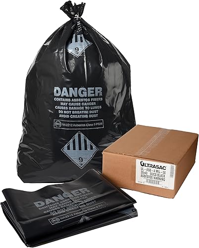 Miniatura 4 de Ultrasac Bolsa de asbesto de 33 galones de 4 mil, 30 x 40 pulgadas, 50 unidades, color negro (UL-ASB-4 MIL-50)