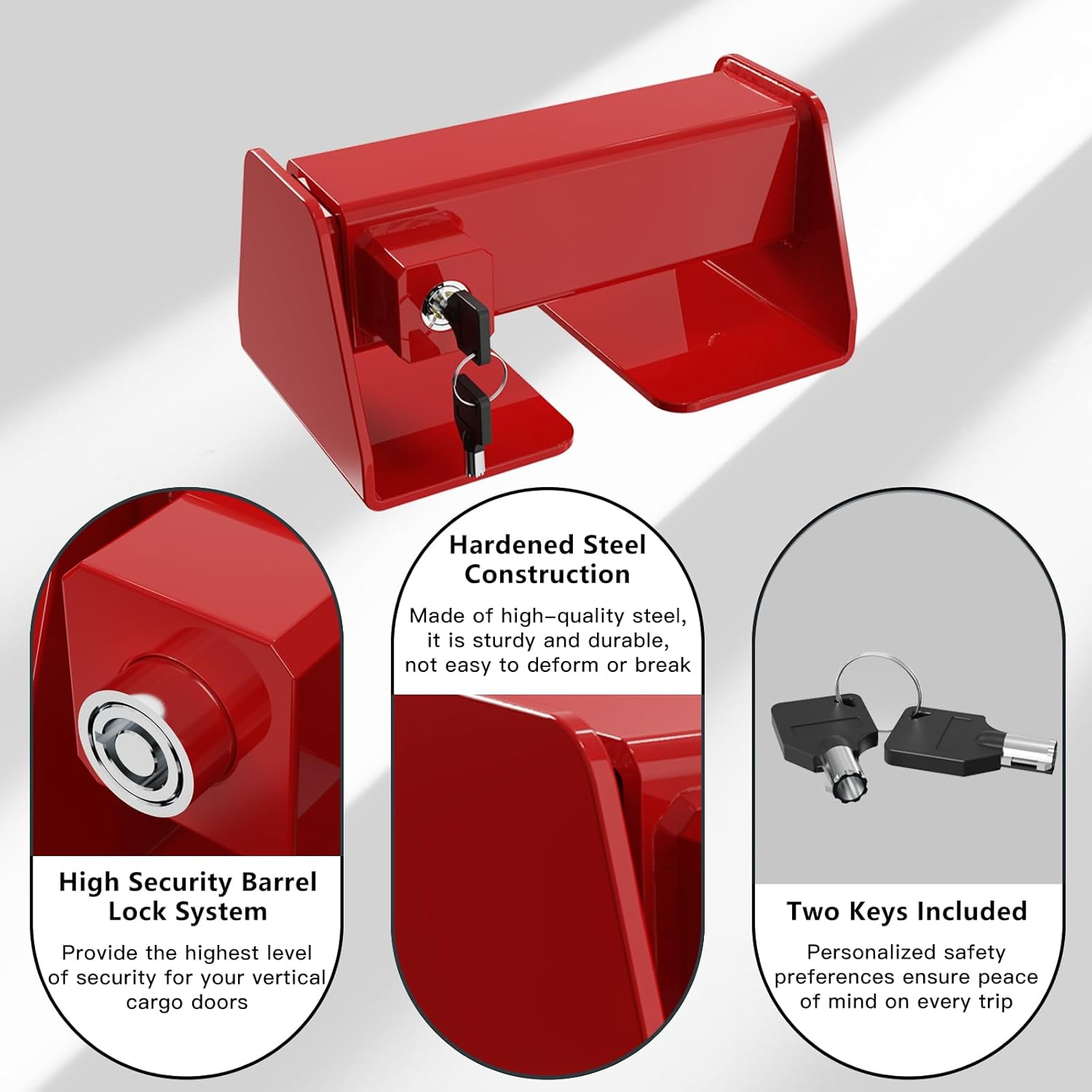 Cargo Door Lock, Shipping Container Lock Heavy Duty, Red Powder Coated Finish - Maximum Security Semi Trailer Door Lock, for Semi Trailers Trucks, Cargo Vans