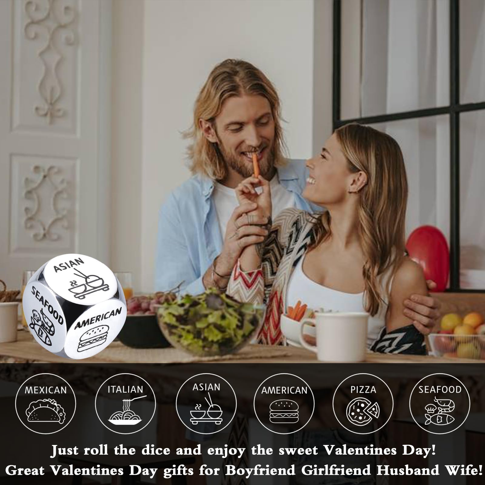 Anniversary Date Night Gifts for Couples Food Decision Dice Valentines Day Gifts for Him Her Boo Basket Stuffer Christmas Birthday Gifts for Husband Wife Boyfriend Girlfriend Funny Gifts for Men Women