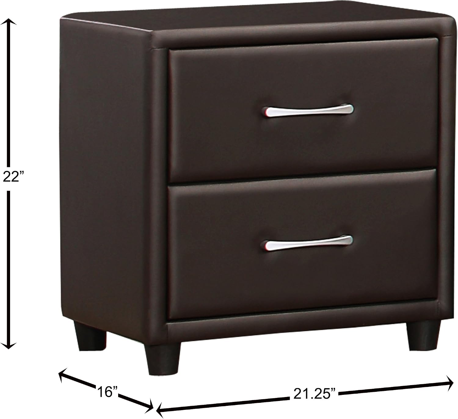 Homelegance Lorenzi Synthetic Leather Upholstered 2-Drawer Nightstand, Brown, One Size (2220DBR-4)