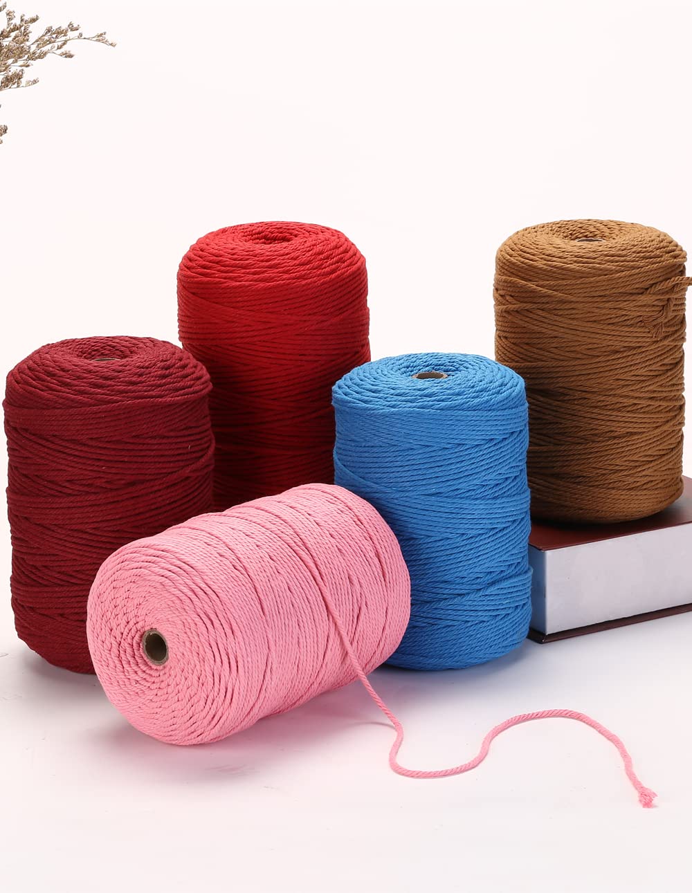 GOHOF Cotton Macrame Cord 3mm x 200m Natural Colored Macrame Supplies - Image 3