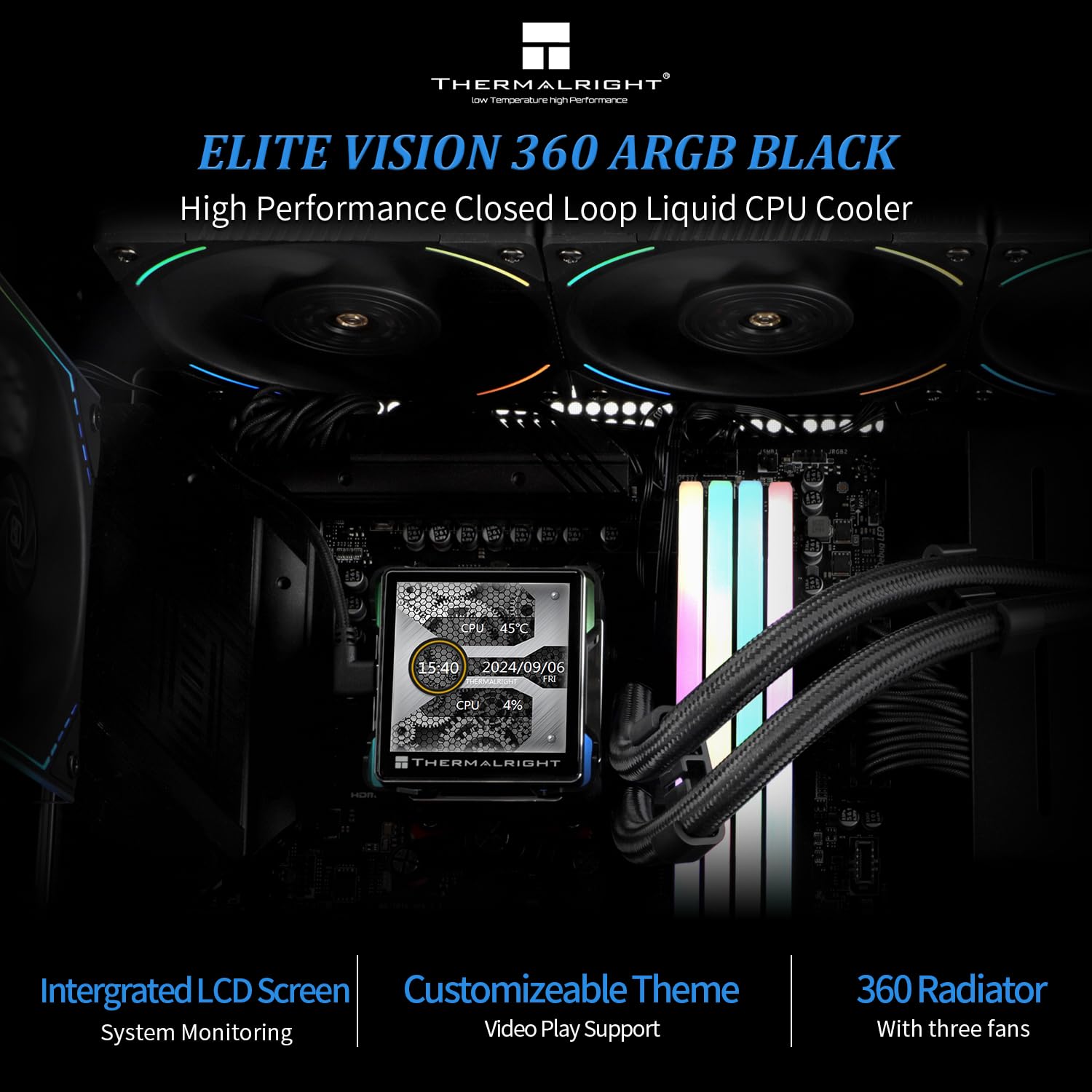 Amazon.com: Thermalright Elite Vision 360 ARGB Black CPU AIO