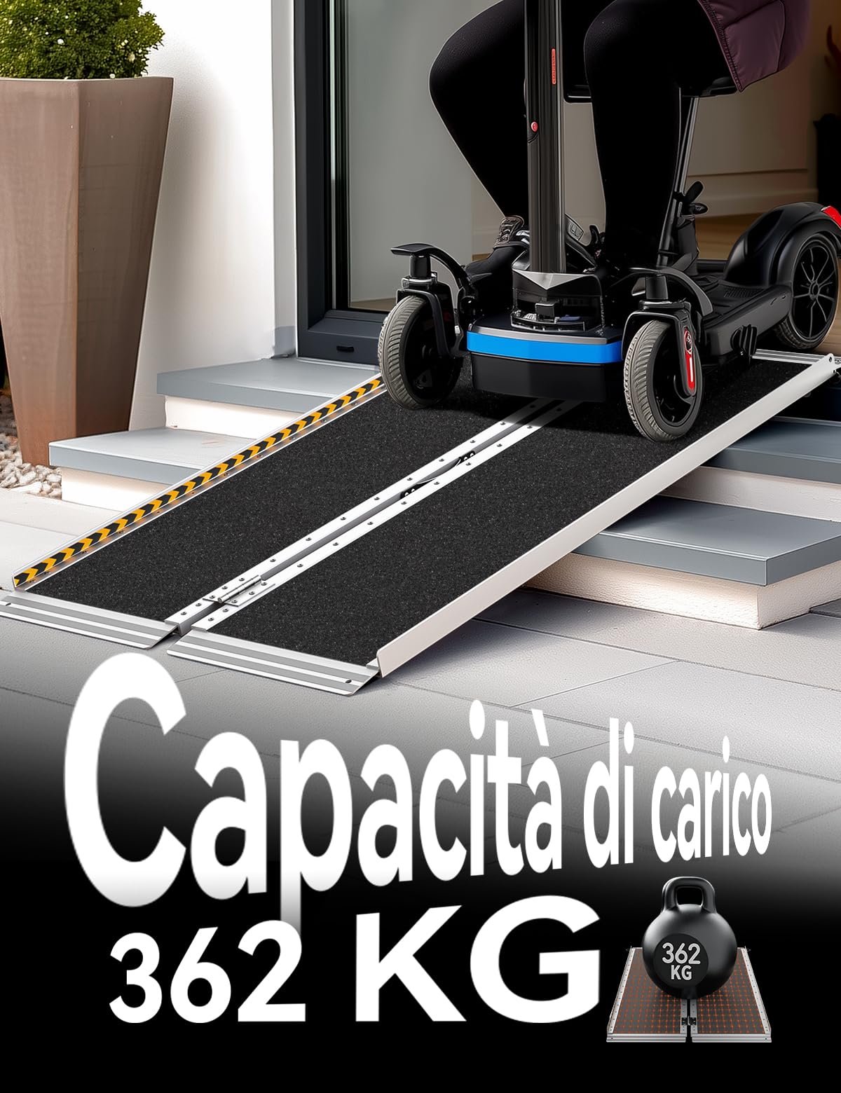 FACHNUO Rampe per Carrozzine 91 cm, 362KG, in Alluminio Pieghevole per Carichi Pesanti con Cerniere Antiscivolo per Scooter, Scale, Veicoli, Carrelli e Passeggini