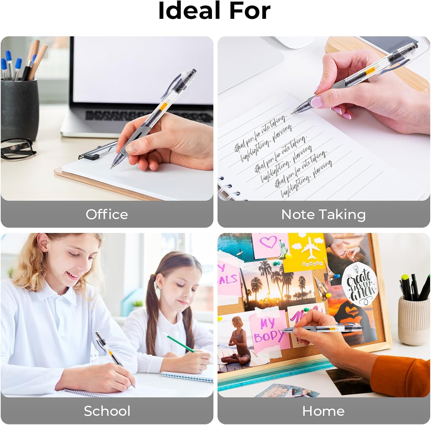 M&G 10Pcs Gel Pens + 10Pcs Gel Pen Refills, 0.5mm Black Ink Gel Pens Fine Point Smooth Writing, Retractable Gel Ink Pens with High Capacity & Quick Drying Ink for Journaling Office School Women Men - Image 7