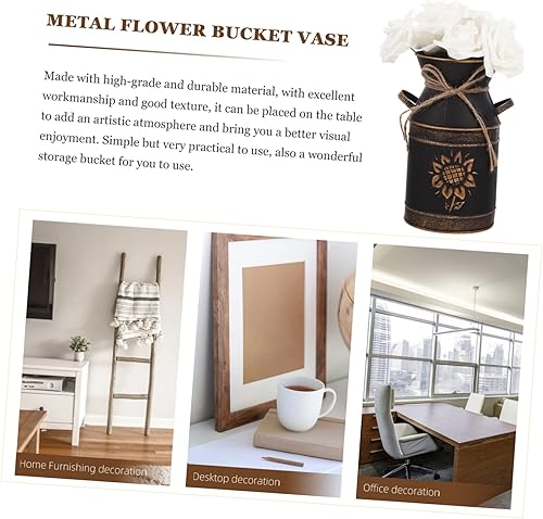 Miniatura 3 de Cabilock Florero de estilo francés, 2 unidades, decoración para Salas de Casa, jarrón de flores secas, jarrón de metal, jarrón de hierba, jarrón