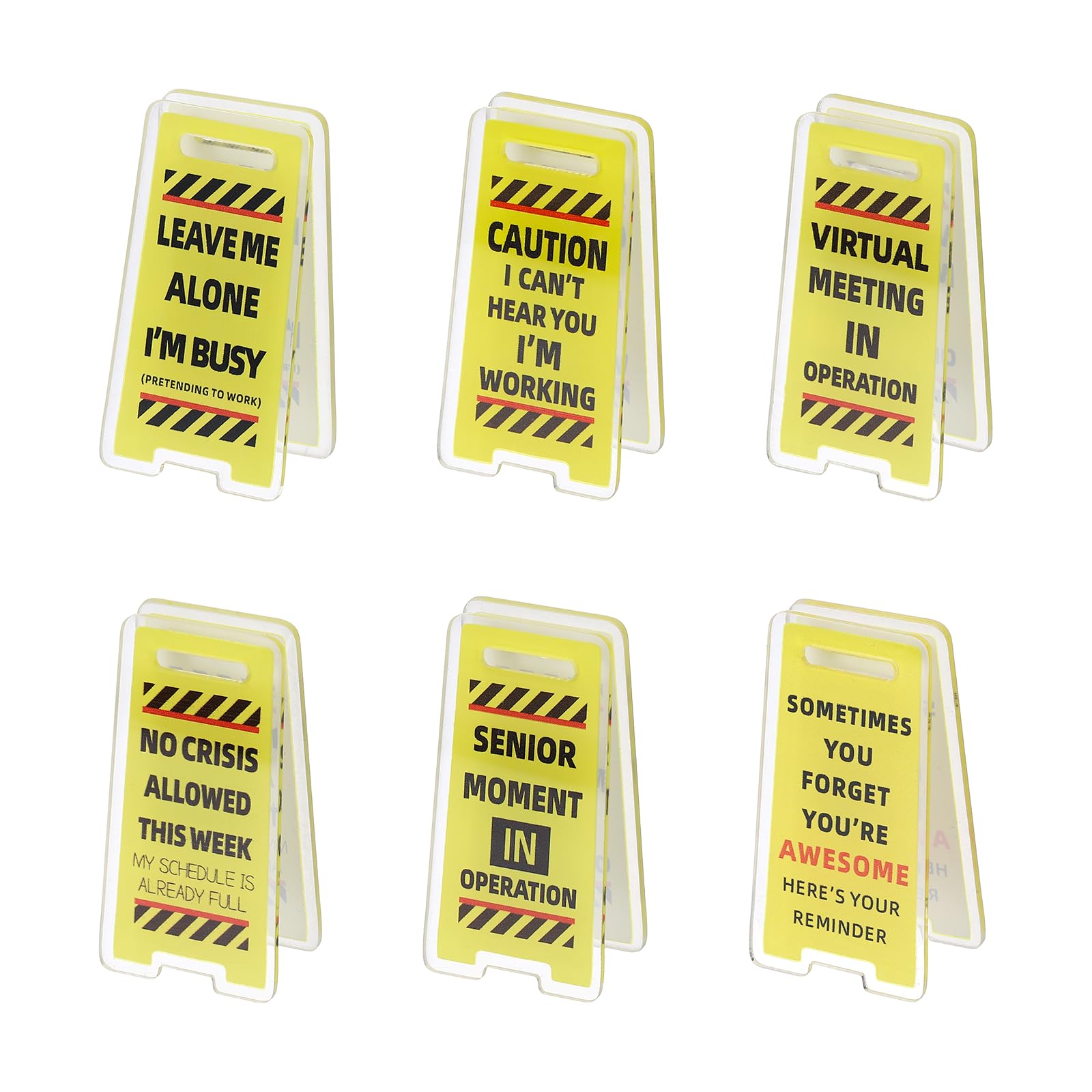PATIKIL 6Pcs Funny Note Holder Clips, Acrylic Humorous Desk Sign Sticky Note Holder for Office Gifts Coworkers Employees Friends, Yellow Leave ME Set-9 โ image 1