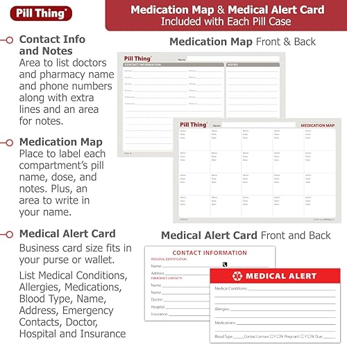 Miniatura 4 de Pastilleros grandes de 8, 12 y 20 compartimentos con sello hermético, junta de silicona impermeable con mapa de medicamentos