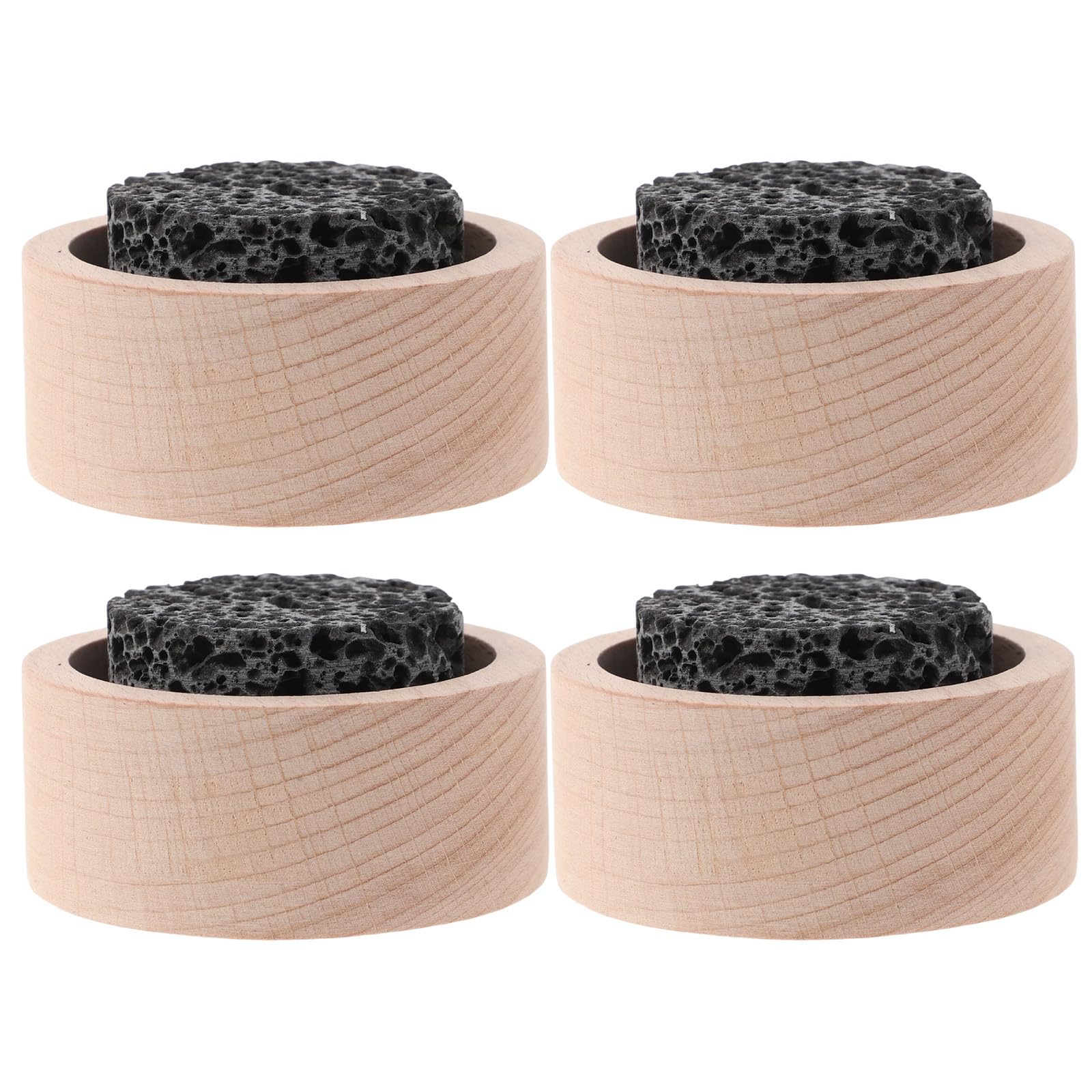 Alipis 4 Stück Runde Aromatherapie Duftstein Diffusoren aus Vulkanstein und Holz für Ätherische Öle Stabiles Design zur Dekoration von Zuhause und Schreibtisch