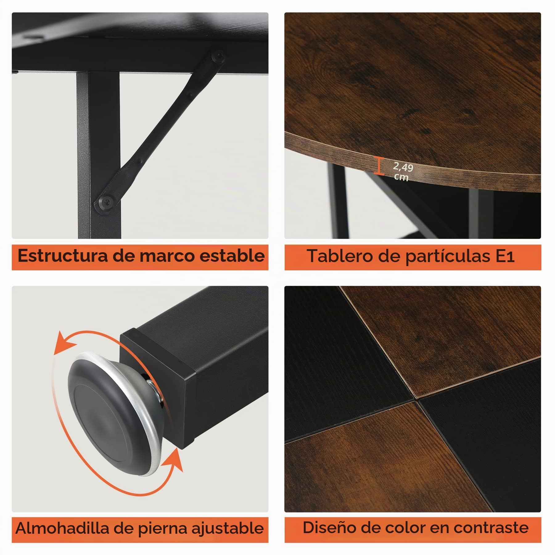 Tribesigns Mesa de Comedor Redonda para 4 Personas, 120 x 75 cm (Diámetro x Alto), Industrial, Mesa de Cocina de Madera, Mesa de Comedor Grande con Estante para el hogar, Comedor, Salón,Marrone/Nero