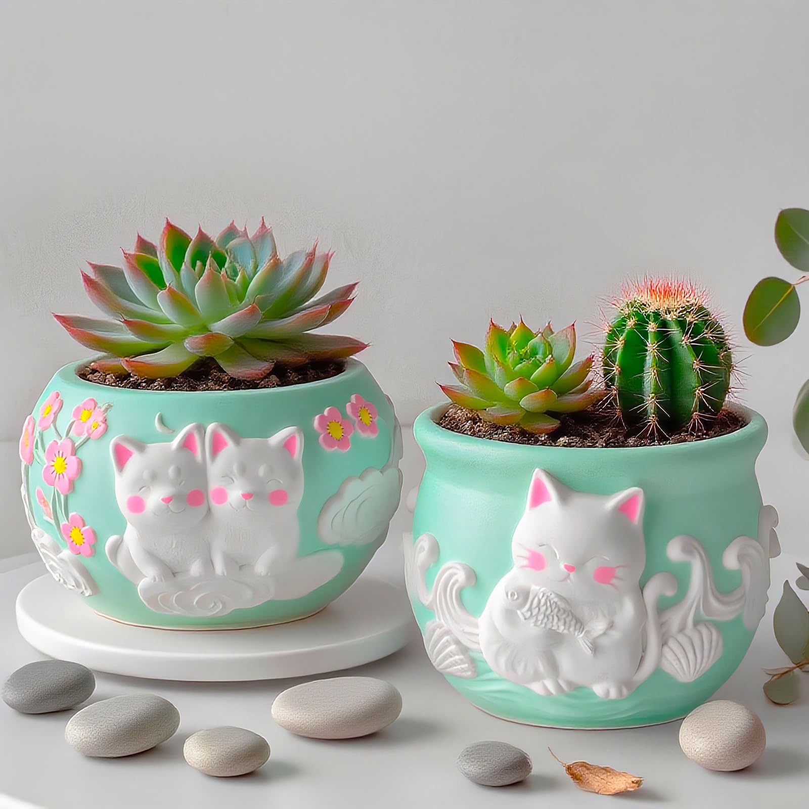 Molde de silicona para animales de compañía, herramienta artesanal reutilizable con patrones en relieve para decoraciones, molde para macetero de cemento y hormigón