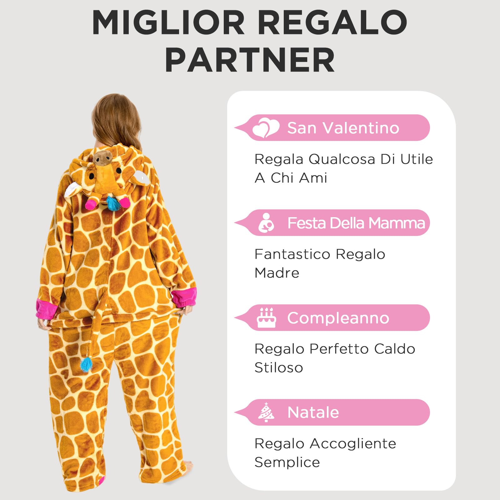 OLAOLA Pigiama Intero Adulti, Costume da Animali, Onesie Unisex per Cosplay di Halloween, Pigiama Intero per Donna e Uomo