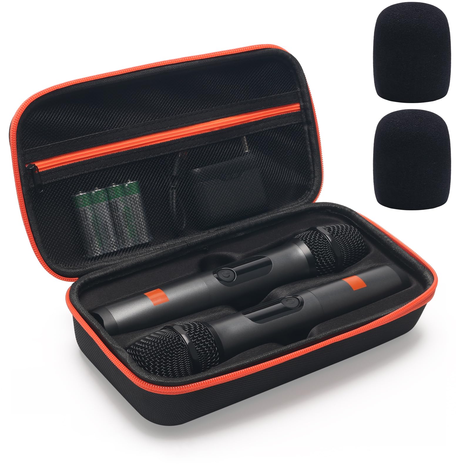 Coitak Wireless Microphone Case for JBL Wireless 2 Microphone System, Handheld Dual Mic Case with 2 Mic Foam Covers, Portable Mic Storage Bag for Travel (Box Only)