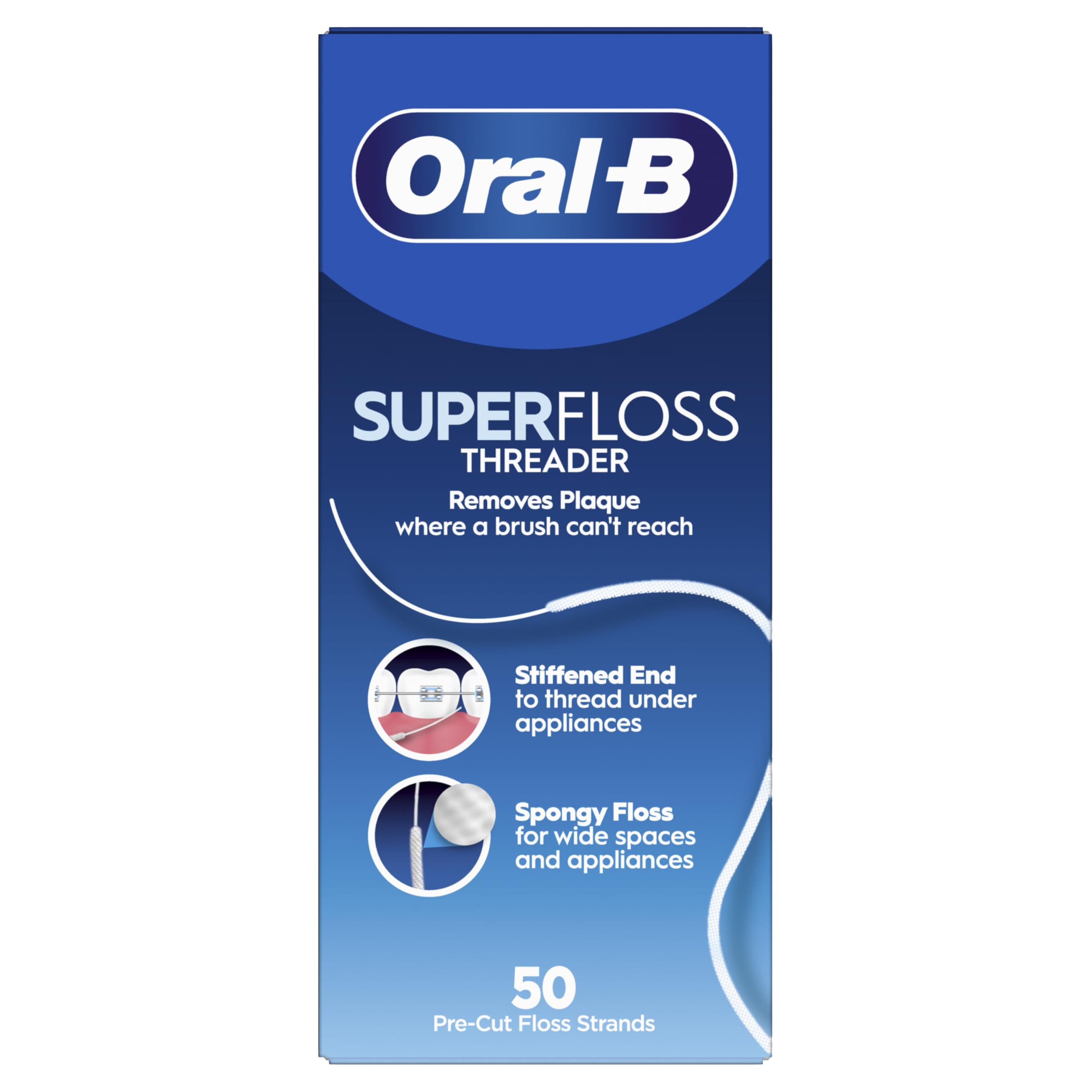 Oral-​B Filo interdentale Superfloss - Confezione da 2 - Ideale per apparecchi dentali, ponti e impianti - Fili prefabbricati per una facile applicazione - Filo interdentale per punti difficili da