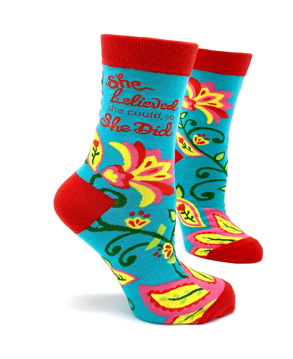 Fabdaz She Believed She Could, So She Did Women's Novelty Crew Socks - 1 Pair, Multicolor, 1 Size Fits Most