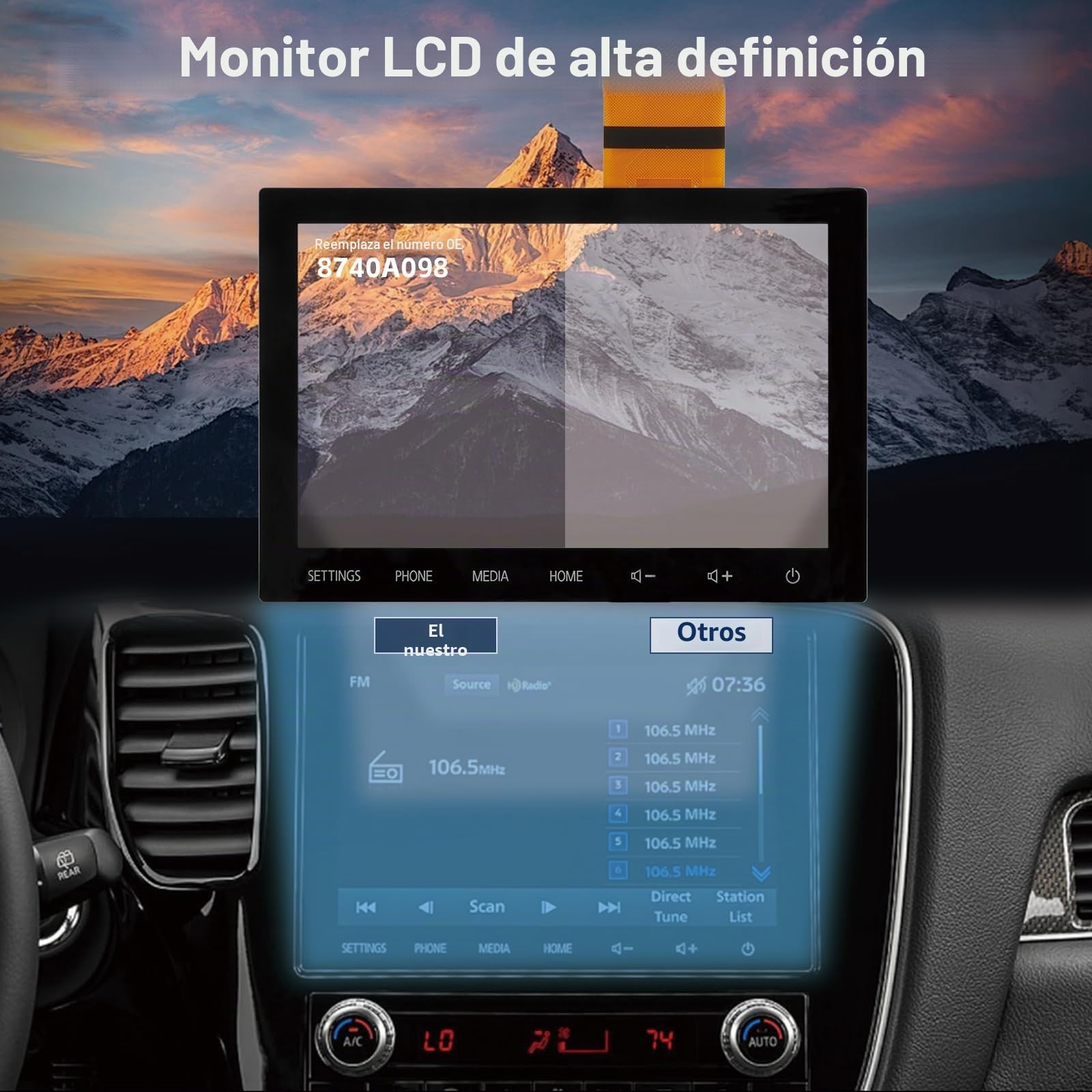Pantalla táctil para Mitsubishi Outlander 2019-2022 8 pulgadas Digitizer para Mitsubishi Outlander 2019 2020 2021 2022 NAV 8740A098 8740A103 Panel táctil de cristal (negro, sin LCD)