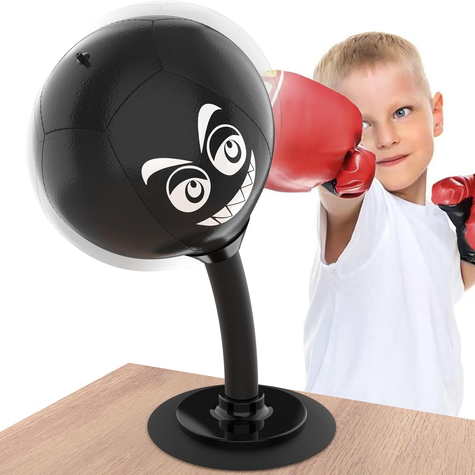 HZG Desktop Punching Bag, Stress Buster with Suction Cup for Office Table and Counters, Heavy Duty Stress Relief Ball, Desk Boxing Punch Ball, Funny Toys Punching Bag for Kids Coworkers and Friends