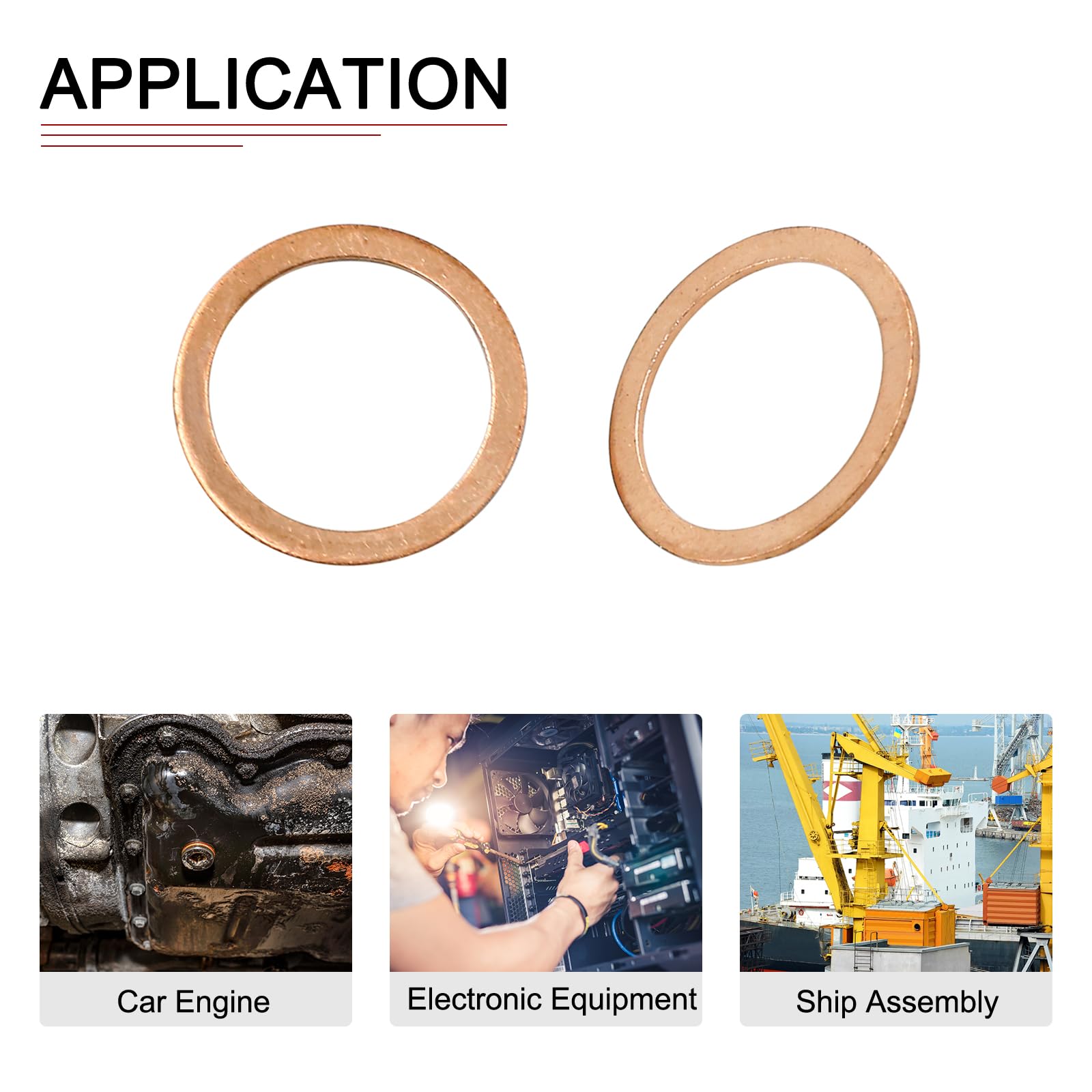 DTGN 22mmx28mmx1mm(IDxODxT) Flat Copper Sealing Washers - 10Pack - Good for Industrial Machinery M22 Screws - Copper Flat Ring Gaskets - Image 4