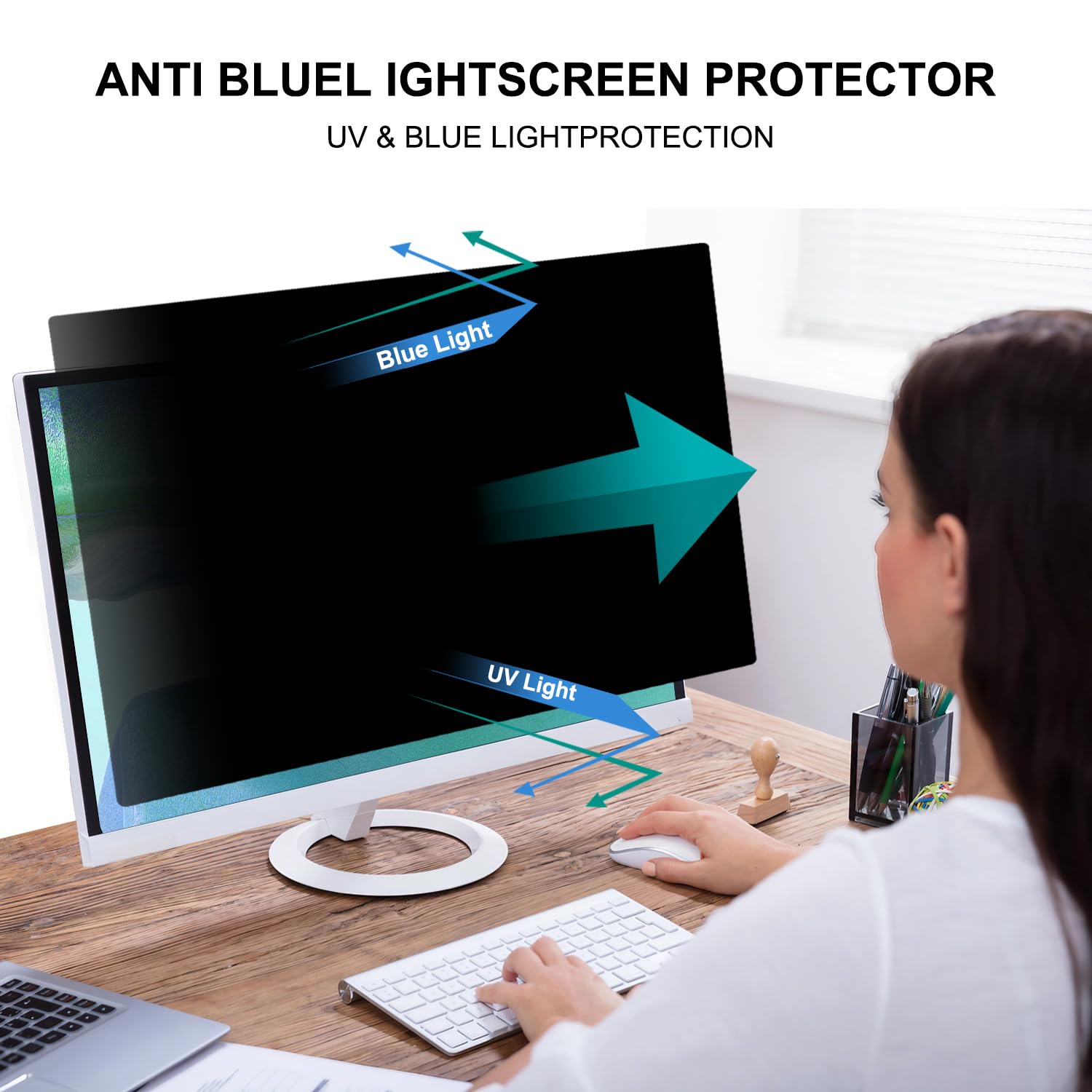 Pack de 2 Filtre de Confidentialité pour Écran PC 24 Pouces 16:10 | 51.9 x 32.5 cm, Film de Confidentialité Amovible pour Moniteur Ordinateur, Protecteur d'Écran Anti-Espion, Anti-Lumière Bleue