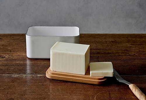 Miniatura 3 de Noda Horo BT-450 - Estuche para mantequilla, esmalte, 15.9 oz (450 g), color blanco, fabricado en Japón