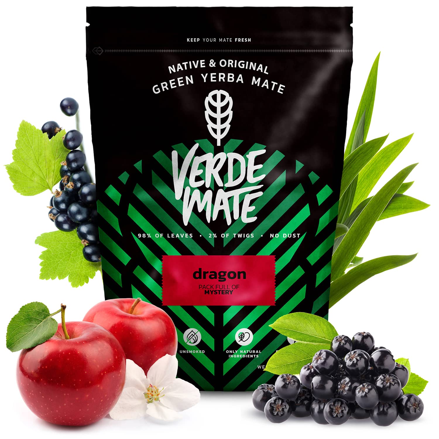 Verde mate Yerba maté fruité | aux fruits Green Mango & Maracuya, Ananas, Dragon brésilien vert Goût doux Café naturel Thé 3 x 500 g 1500g