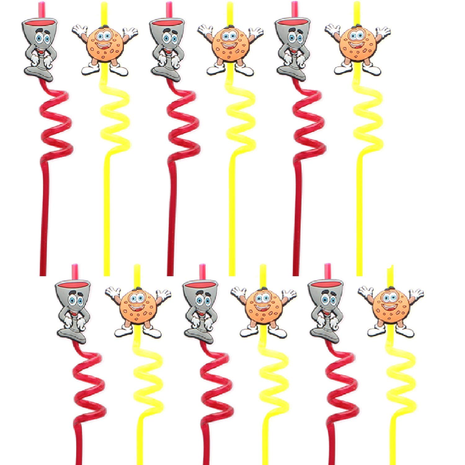 Passover Straws for Kids. 12 pack for Pesach Seder Table Decoration. Matzah & Wine Design.