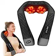 Shiatsu Neck and Back Massager with Heat, Neck and Shoulder Massager, 4D Deep Tissue Kneading Massage for Leg, Full Body Muscle Pain Relief, Ergonomic Design, Ideal Gifts for Women Men, Corded Use
