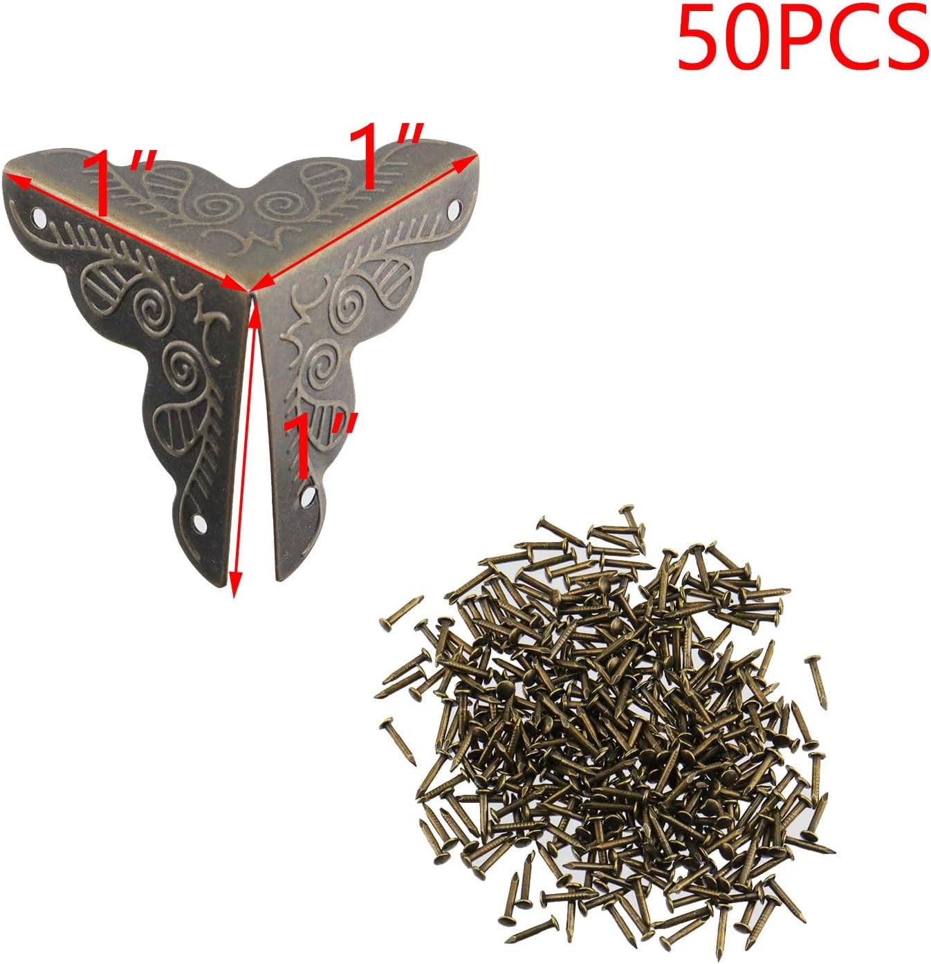 T Tulead 1"x1"x1" Bronze Decorative Corner Brackets Antique Table Protector Corner Guards 50PCS with Mounting Screws