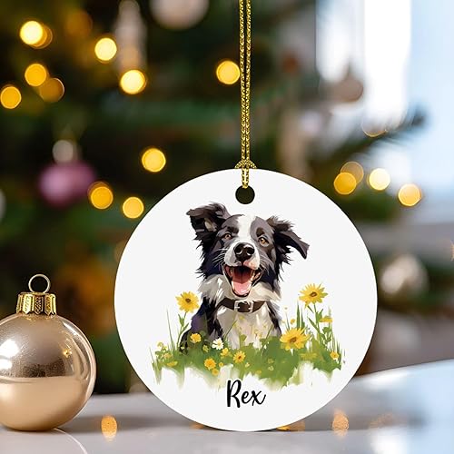 Miniatura 5 de Adorno personalizado para amantes de los perros Border Collie, adorno de Navidad de Border Collie, adorno personalizado con nombre de mascota,