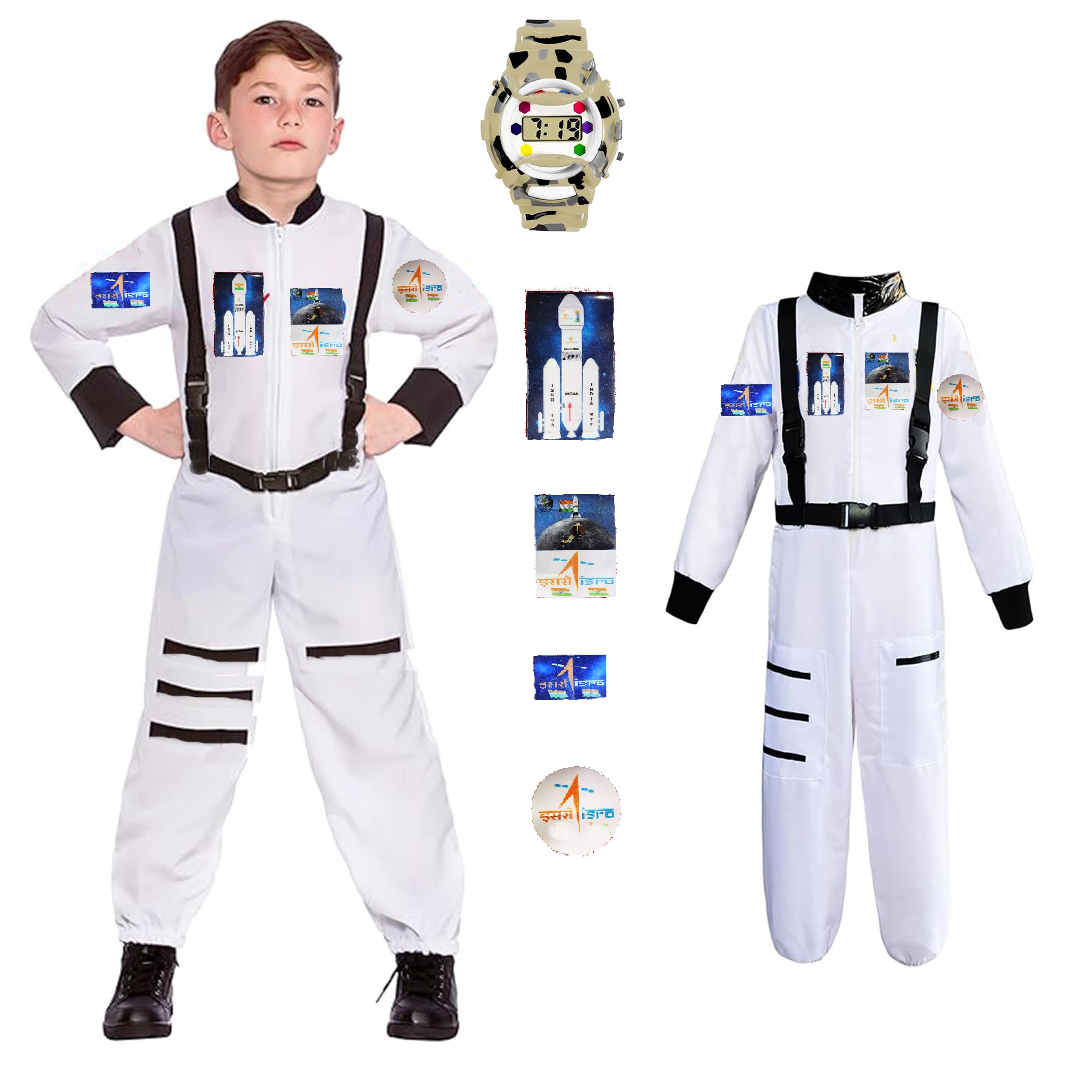 Rudra Fancy Dress Polyester Astronuat Costumes For Kids | Space Astronaut Cosplay Costumes For Boys & Girls Fancy Dress Competition (B - Whtie Astronaut Costumes, 9-10 Years), Multicolor (B0D9BR5FPT) Amazon Price History, Amazon Price Tracker