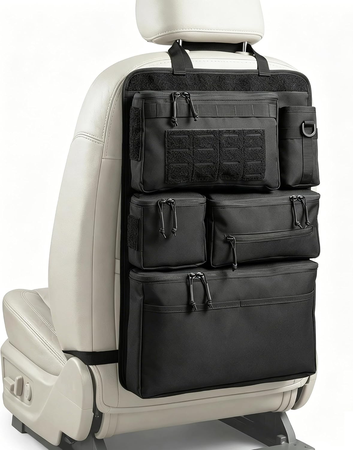 One-Piece Universal Car Seat Back Organizer with Tissue & Water Bottle Bag