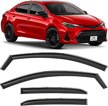 Voron Glass in-Channel Extra Durable Rain Guards for Toyota Corolla 2014-2019 Sedan, Window Deflectors, Vent Window Visors, 4 Pieces - 200558