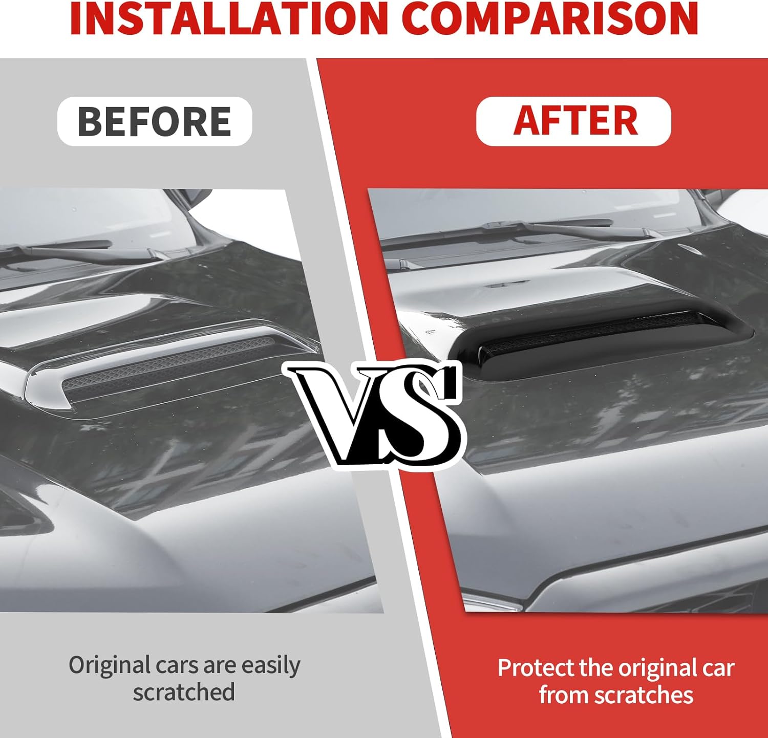 Jimen Fit for Toyota 4Runner TRD 2010-2023, Hood Scoop Vent Cover Trim (Black)