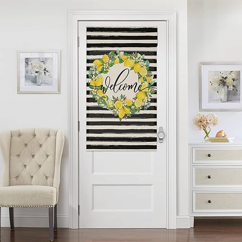 Miniatura 4 de Cortinas de puerta de bienvenida para ventanas de puerta, cortina de puerta francesa de limón, cortina de privacidad para puerta, cortina de puerta