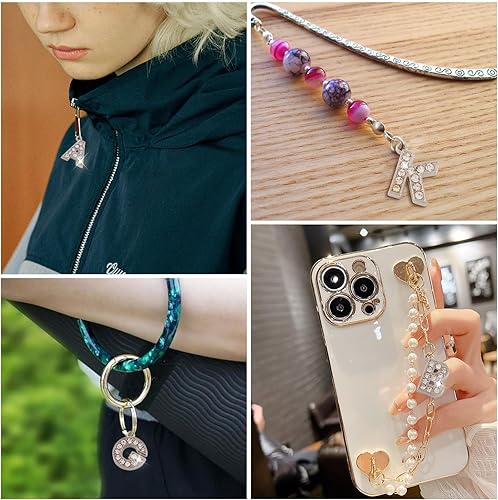 Miniatura 6 de Craftdady 52 piezas de diamantes de imitación de cristal A-Z 26 dijes de letras micro pavé CZ piedra inicial del alfabeto mayúscula colgantes 2