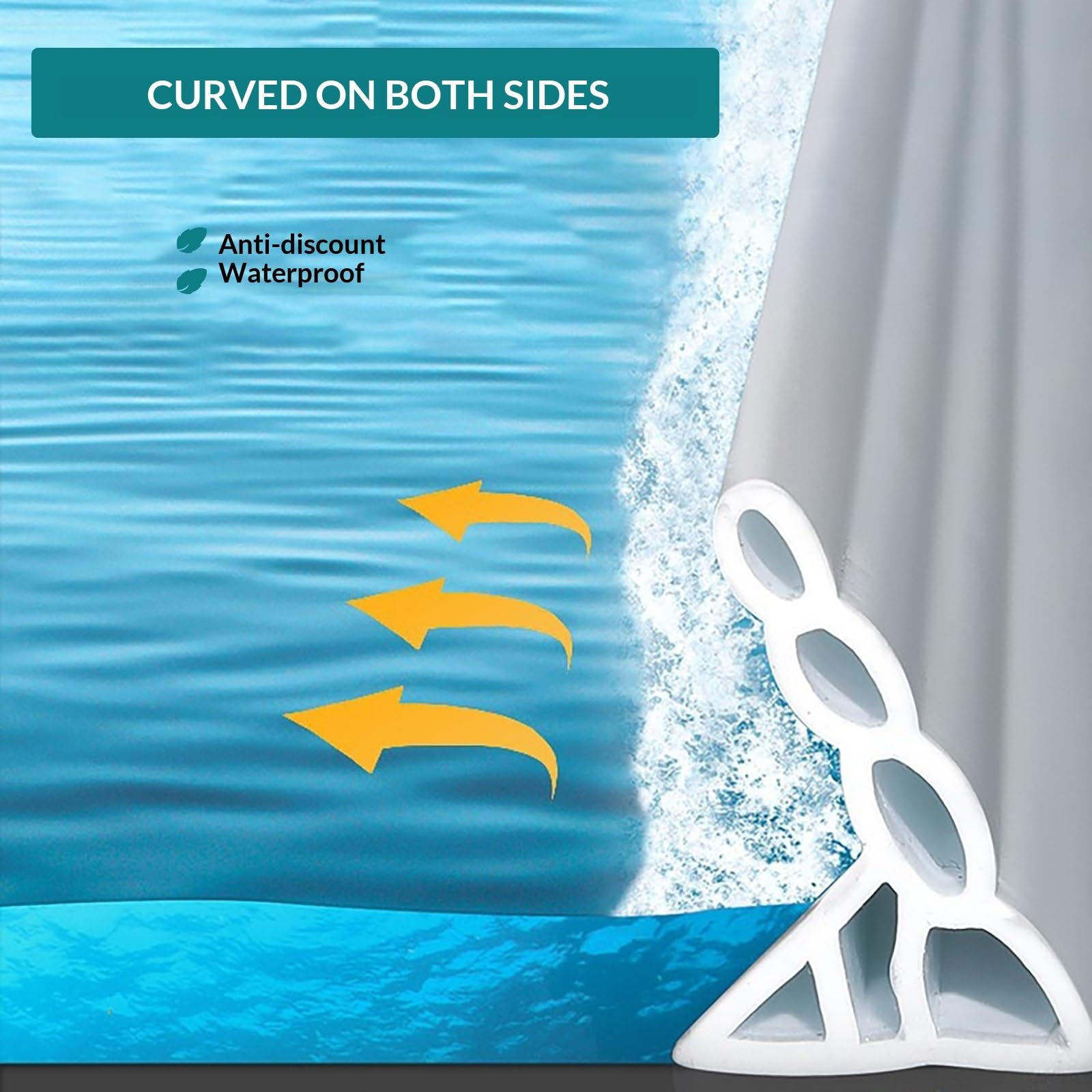 Barriera per doccia autoadesiva, 60-200 cm, in silicone, guarnizione per schermo della doccia, resistente per evitare danni e fuoriuscite d'acqua nel tuo bagno (bianco, 120 cm)