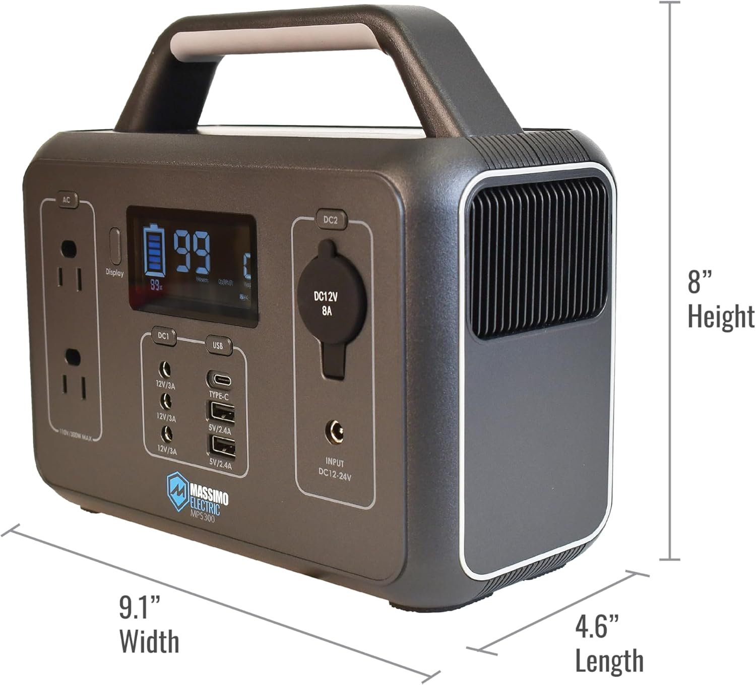 Massimo 300W Portable Power Station with included accessories