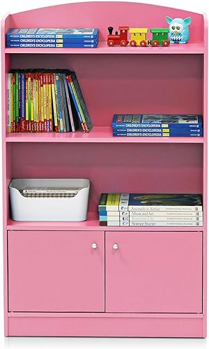 Miniatura 5 de FURINNO Elegante estantería Kidkanac con gabinete de almacenamiento color rosa