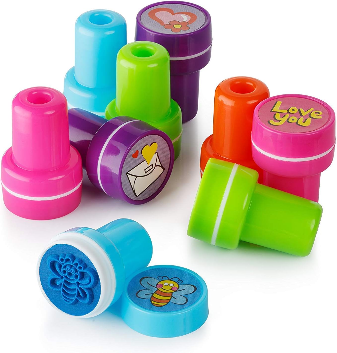 Moore Art 26 Piece Self Inking Floral Design Toy Stamp with Multi Color Bright Love Ink Stamps, DIY Craft for Children, Party Gifts, Love Letters and Loving Gifts,2421.0