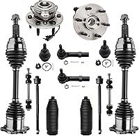 Detroit Axle 14pc 4WD Front CV Axle Kit for Silverado Tahoe Suburban Escalade - Hubs Ball Joints Tie Rods Lifetime Warranty