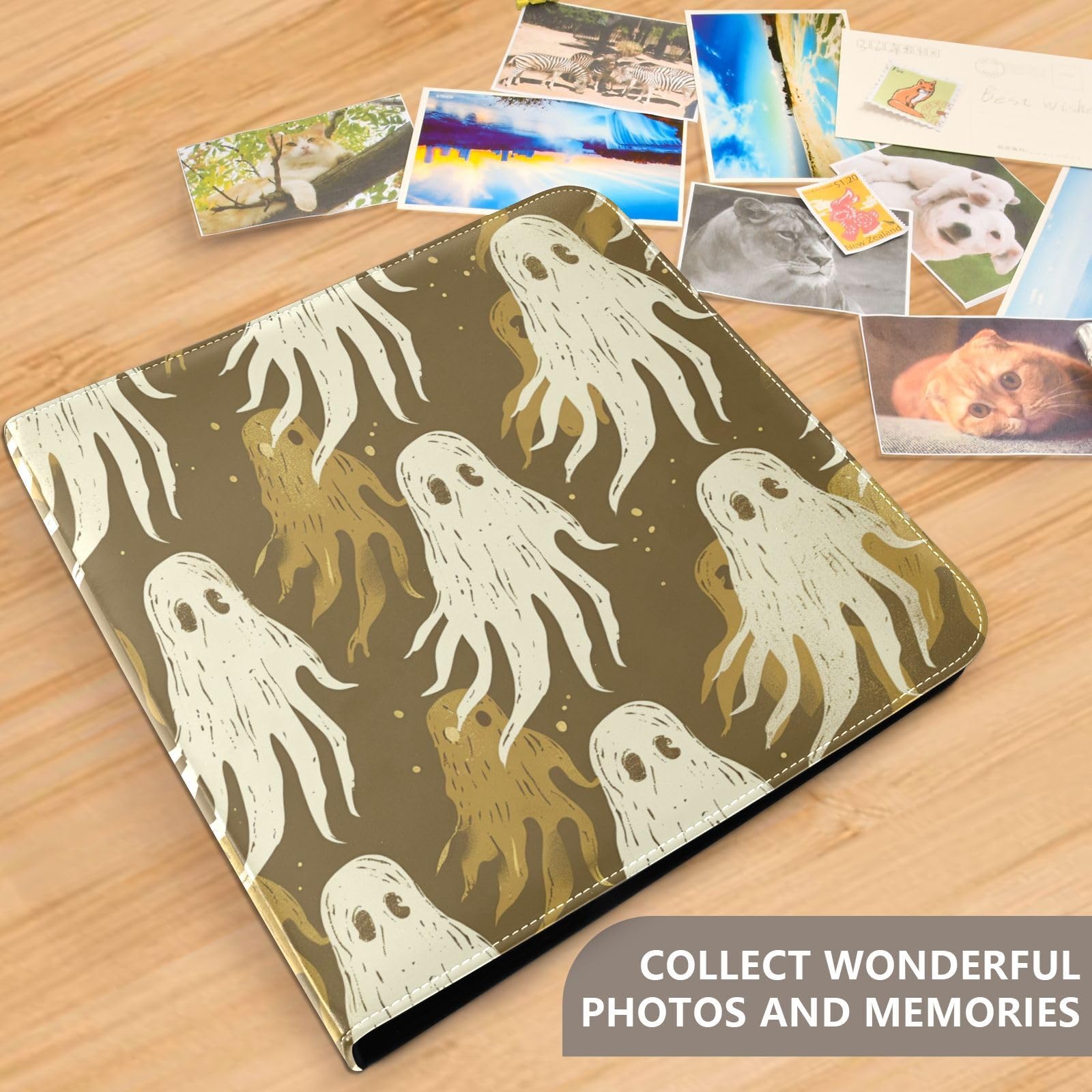 Álbumes de fotos dorados de piel sintética con capacidad para fotos de 3 x 5 a 8 x 10 pulgadas, álbumes familiares para fotos, páginas autoadhesivas, 20 hojas