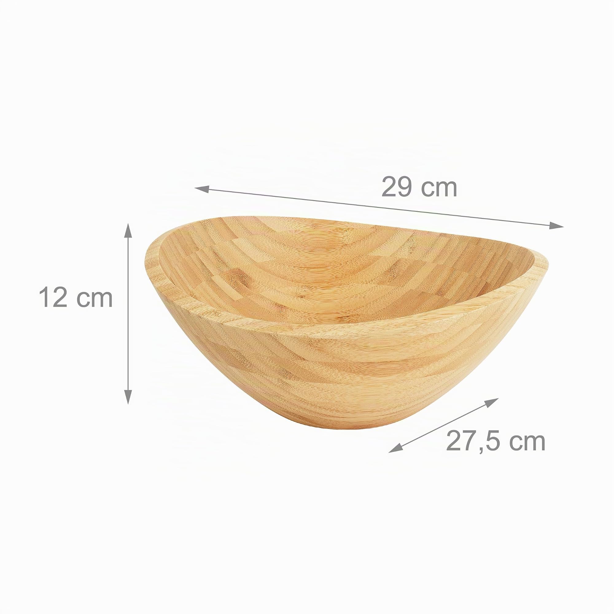 Saladier Relaxdays, Bambou, Ovale, H x l x P : 12 x 29 x 27,5 cm, pour salades, Snacks, Fruits, Naturel